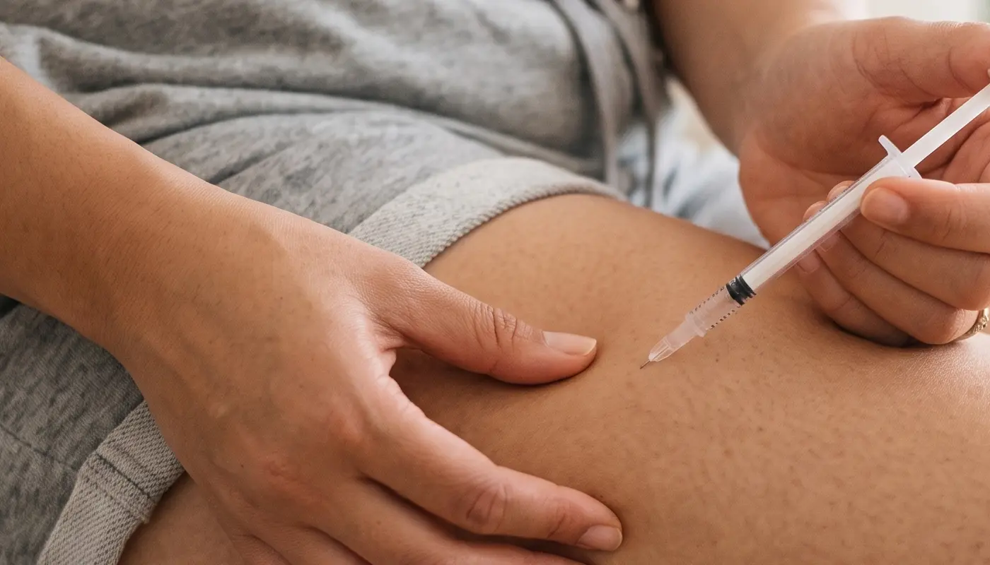 A patient injecting their GLP-1 compounds
